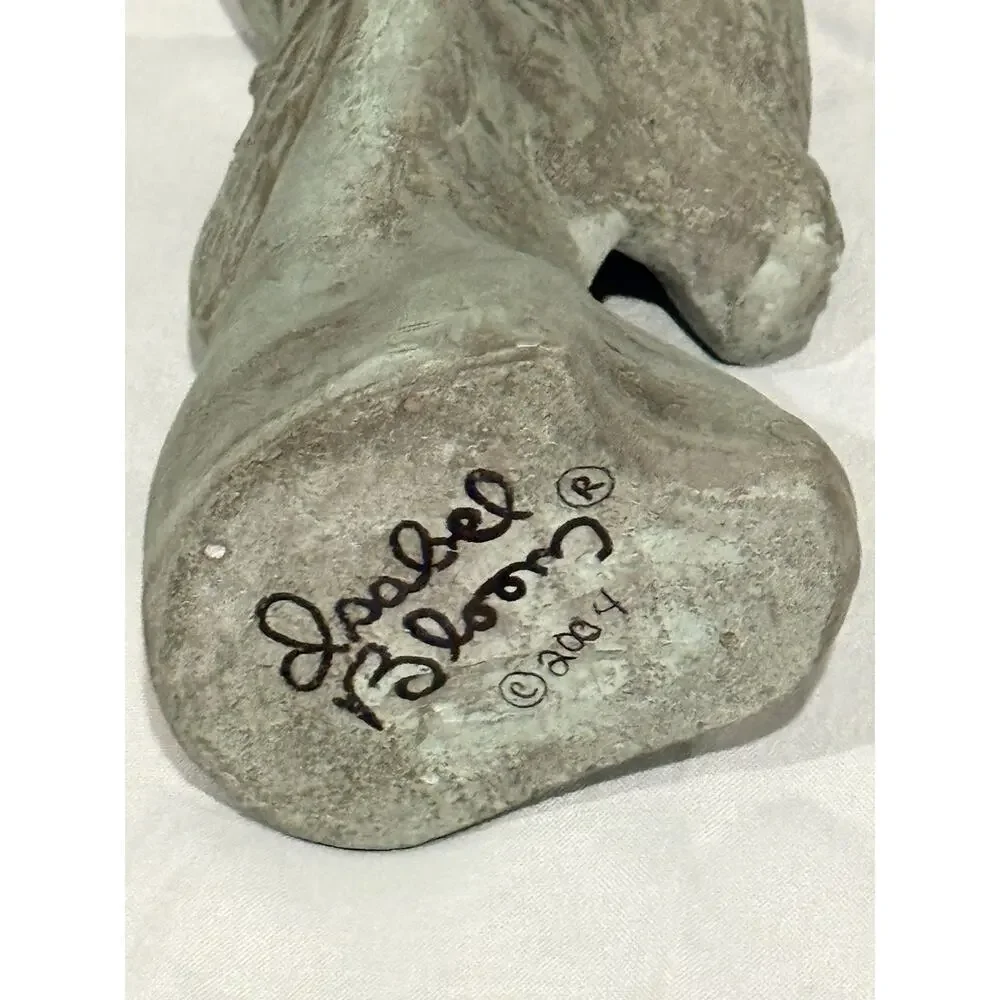 Signed Isabel Bloom 2004 Bird Sculpture on Tree Stump with Verdigris Finish